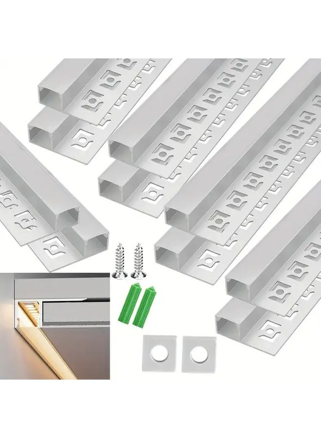 10pcs 3 3ft Silvery Gypsum Recessed Line Light Aluminum Channel With Milky White Diffuser Cover - Image 1